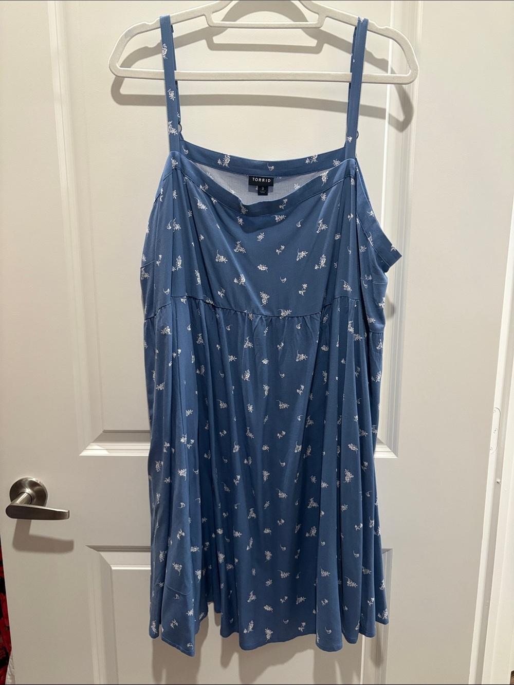 torrid Blue Floral Rayon Mini Dress with White Blossom Print